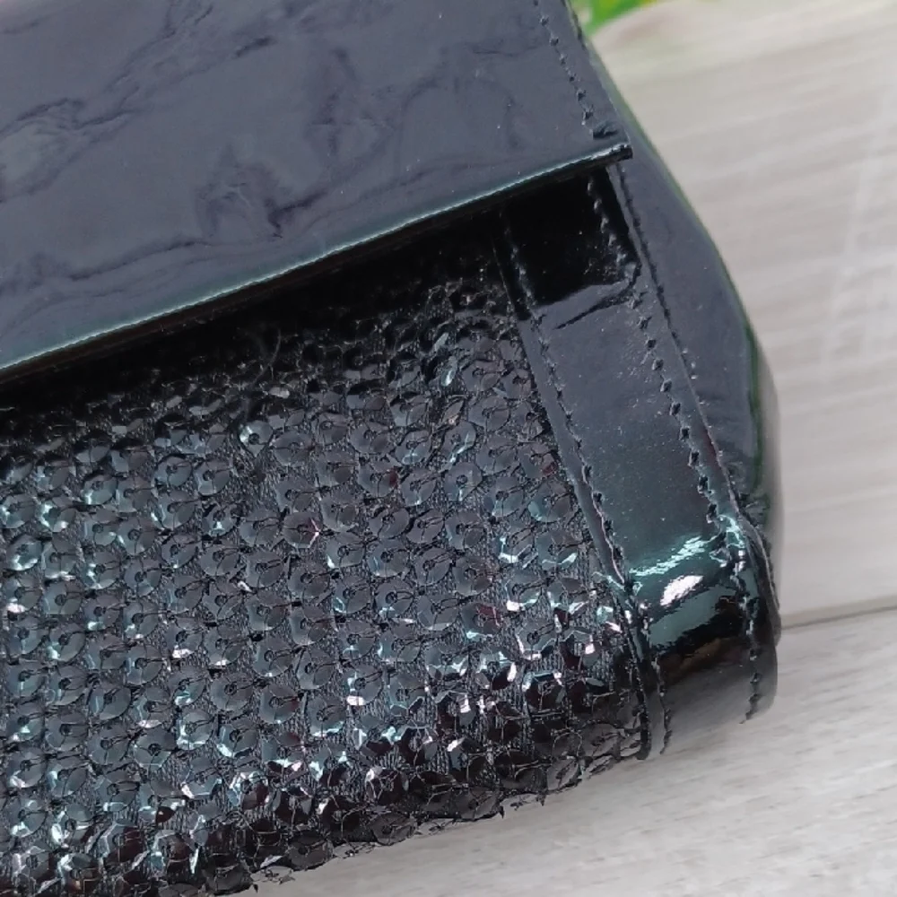 Furla Shimmering Black Sequin Clutch